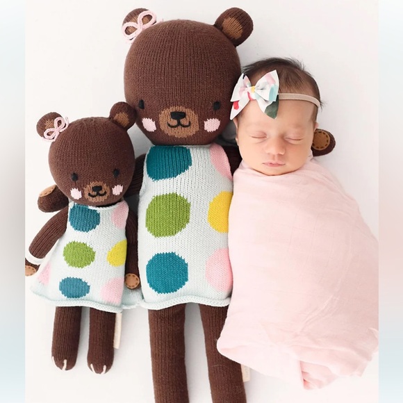 CUDDLE + KIND Ivy the Bear 13” Hand Knit Stuffee Animal - Picture 3 of 8